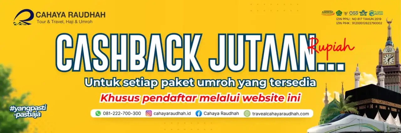 Banner Cashback Paket Umroh Cahaya Raudhah