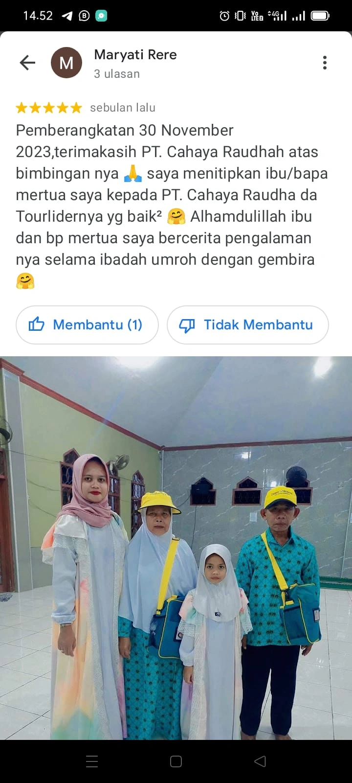 Testimoni Jamaah Cahaya Raudhah