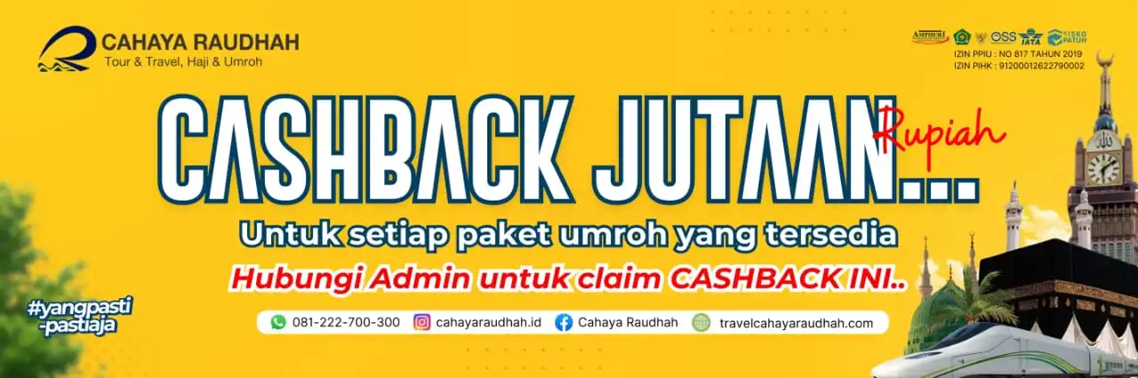 Banner Cashback Cahaya Raudhah Tour and Travel - cahayarudhah.com