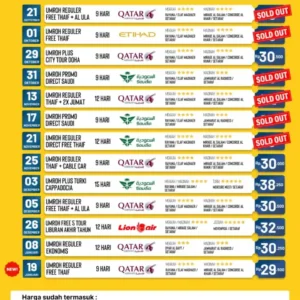 Update seat cahaya raudhah 12 September 2024