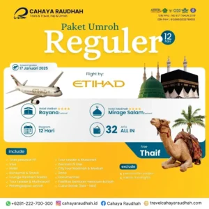Paket Umroh 12 Hari Free Thaif 17 Januari 2024 Cahaya Raudhah