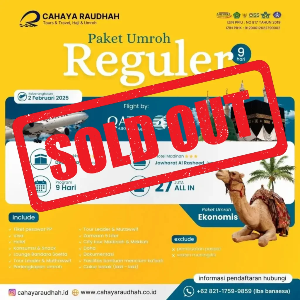 Paket umroh Ekonomis 2 Februari 2025 Cahaya Raudhah | Travel Umroh | Travel Haji