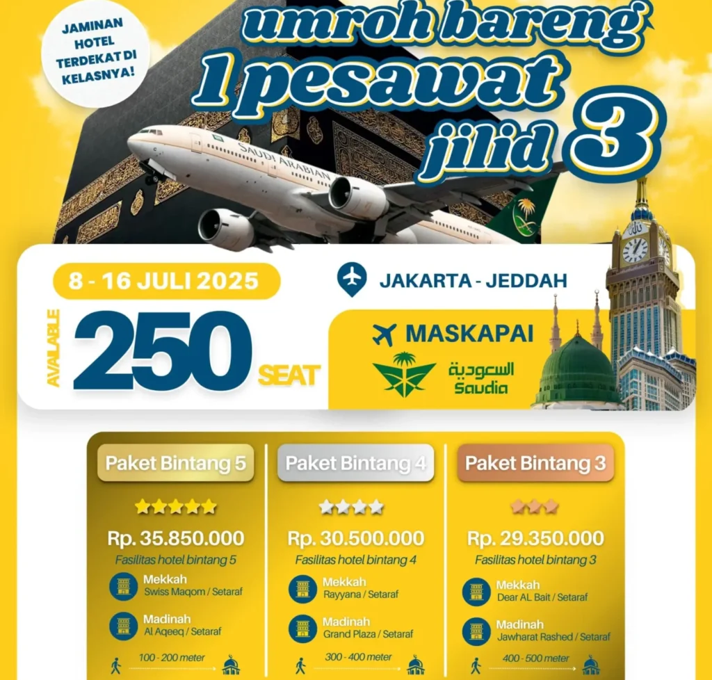Paket Umroh 8 Juli 2025 | Umroh Akbar 1 Pesawat | Umroh Liburan Sekolah | Travel Umroh | Travel Haji