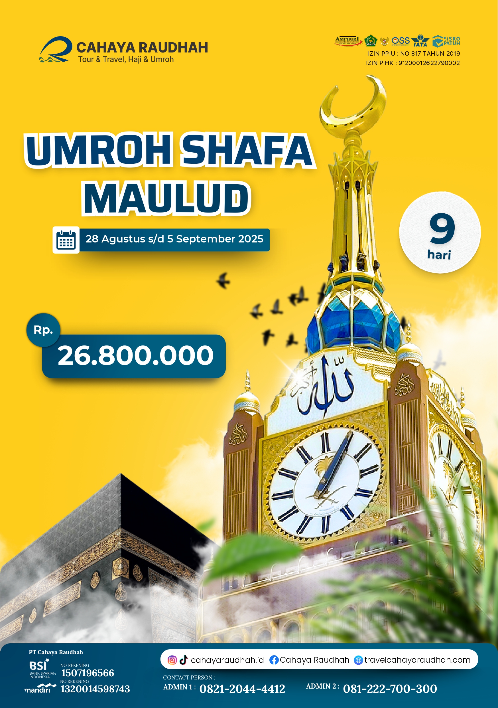 Paket umroh shafa 28 Agustus 2025 | Travel Umroh | Travel Haji