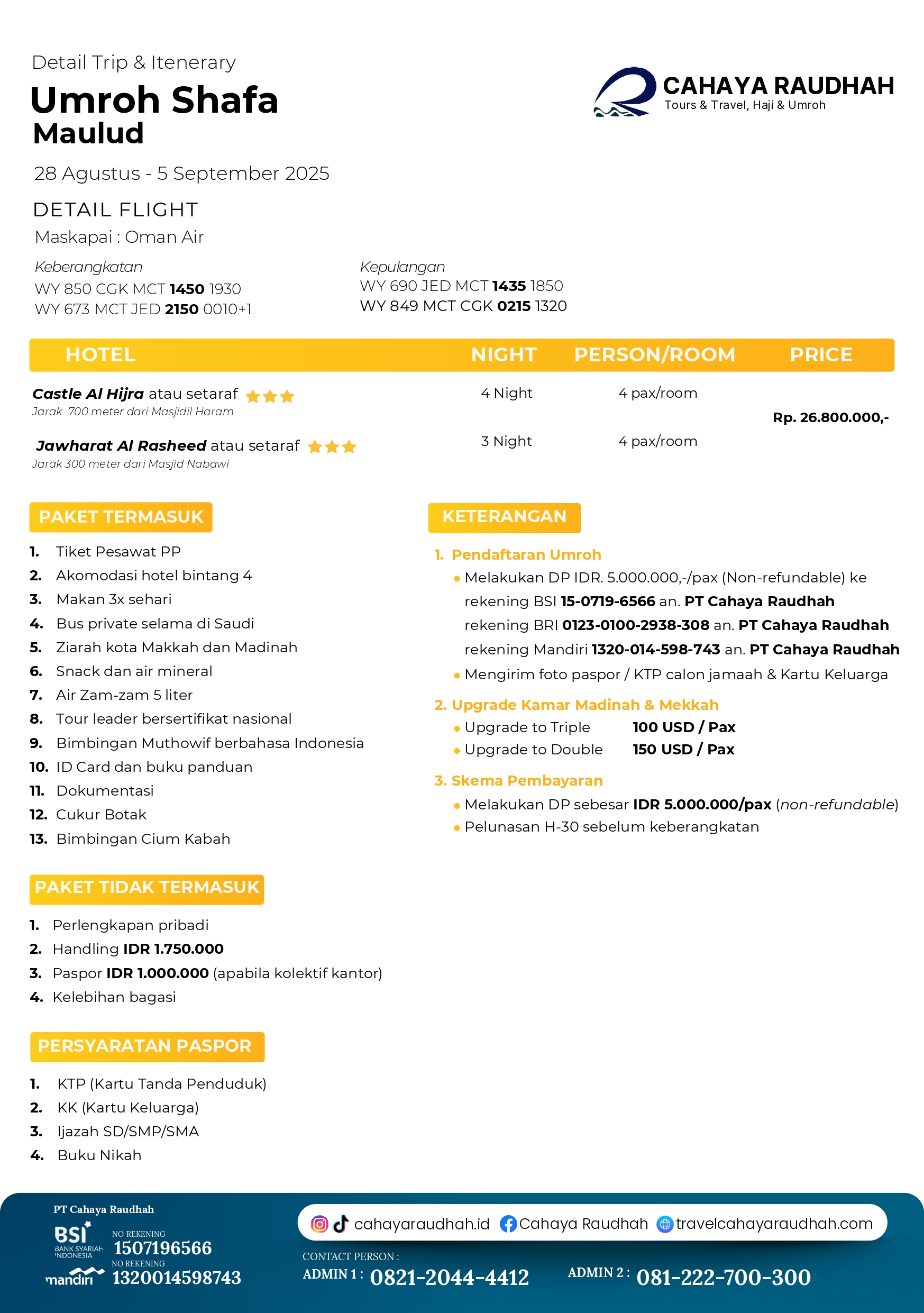 Paket umroh shafa 28 Agustus 2025 | Travel Umroh | Travel Haji