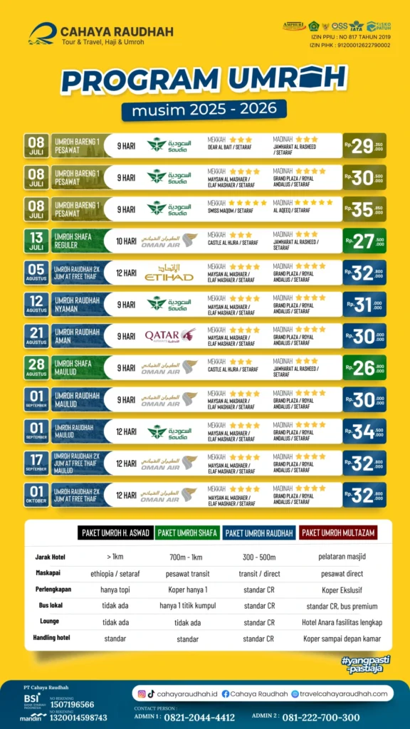 Update seat Umroh 23 April 2025 Cahaya Raudhah | Travel Haji | Travel Umroh