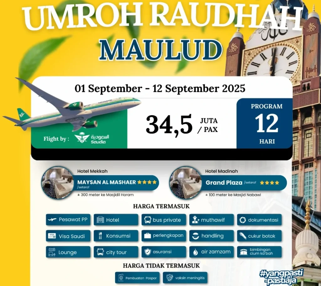Umroh Raudhah Spesial Maulud Nabi Muhammad SAW 1 September