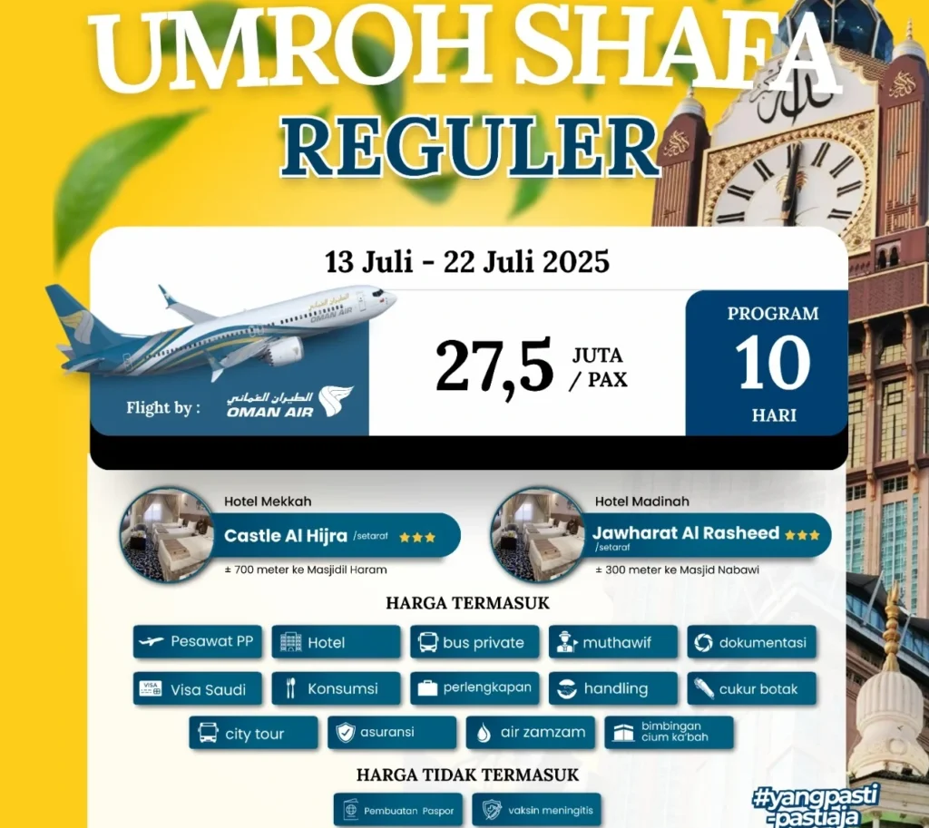 Paket Umroh Shafa 13 Juli 2025 | Cahaya Raudhah | Travel Umroh | Travel haji