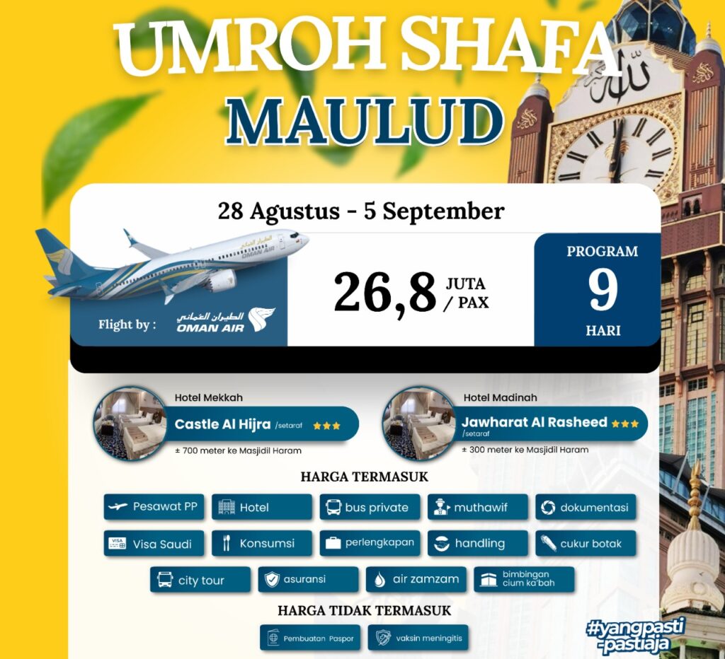 Paket umroh shafa 28 Agustus 2025 | Travel Umroh | Travel Haji