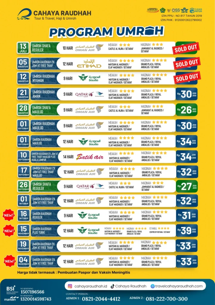 Update jadwal Umroh 3 Juni 2025