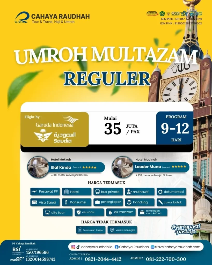 Harga Tiket Umroh Multazam | Cahaya Raudhah | Travel Umroh | Travel Haji