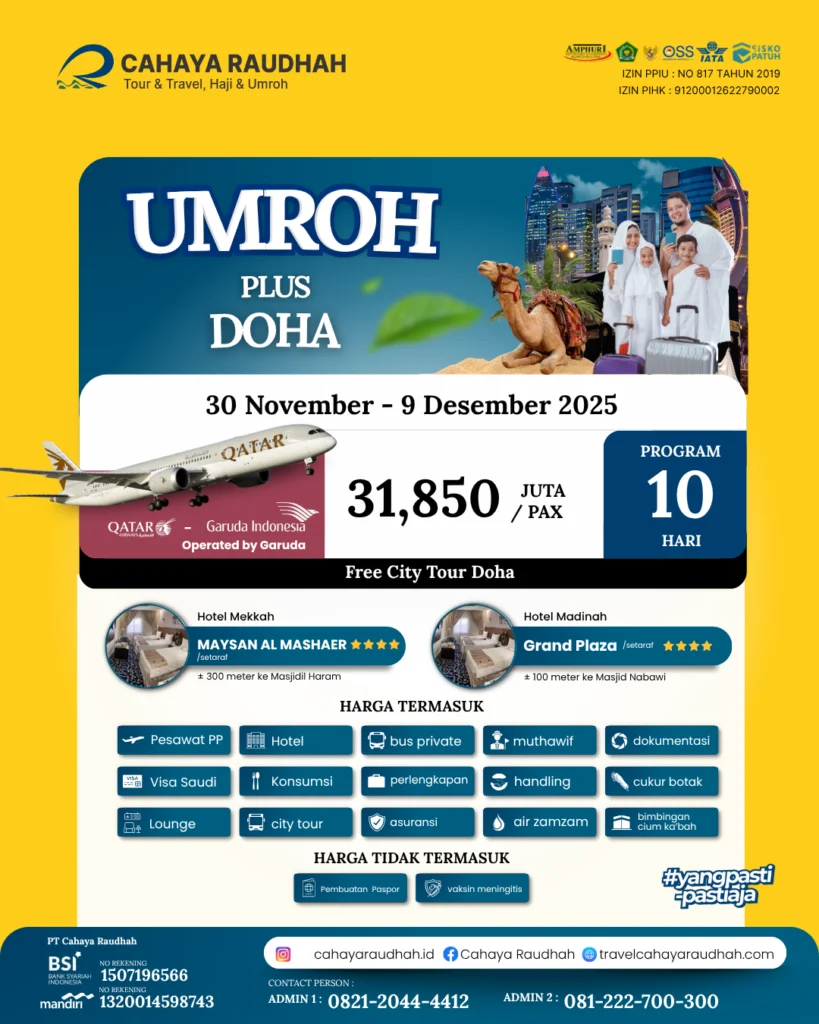 Paket Umroh 30 November 2025 | Cahaya Raudhah | Travel Umroh | Travel Haji