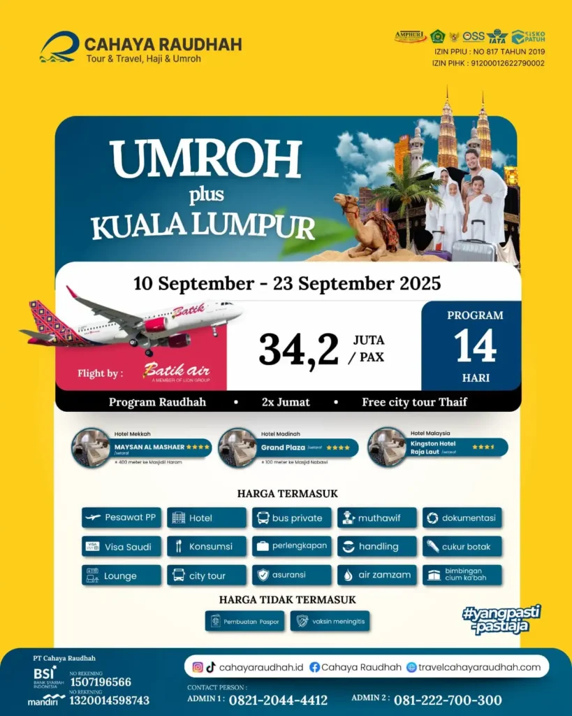 Paket Umroh Plus Malaysia 10 September 2025 | Travel Umroh Travel Haji