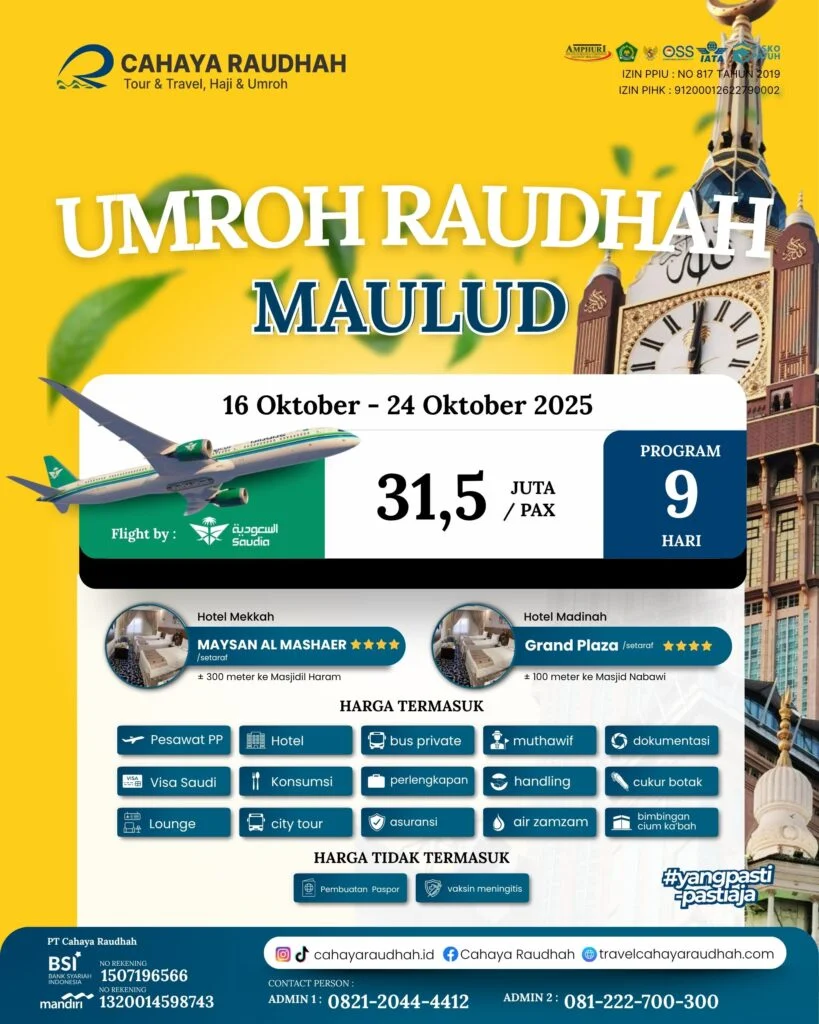 Paket Umroh 16 Oktober 2025 | Travel Umroh | Travel Haji | Cahaya Raudhah