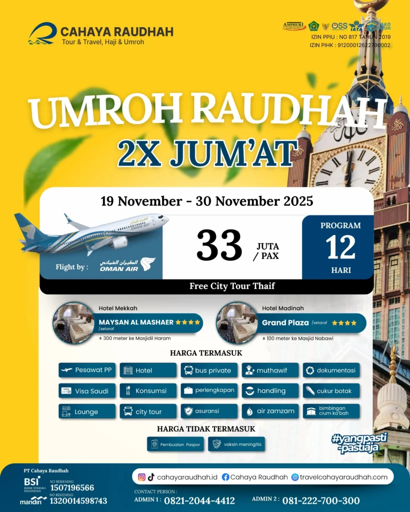 Paket Umroh 19 November 2025 | Travel Umroh | Cahaya Raudhah | Travel haji