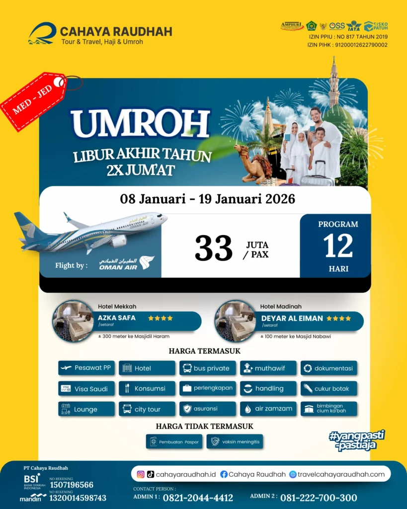 Paket Umroh 8 januari 2026 Cahaya Raudhah