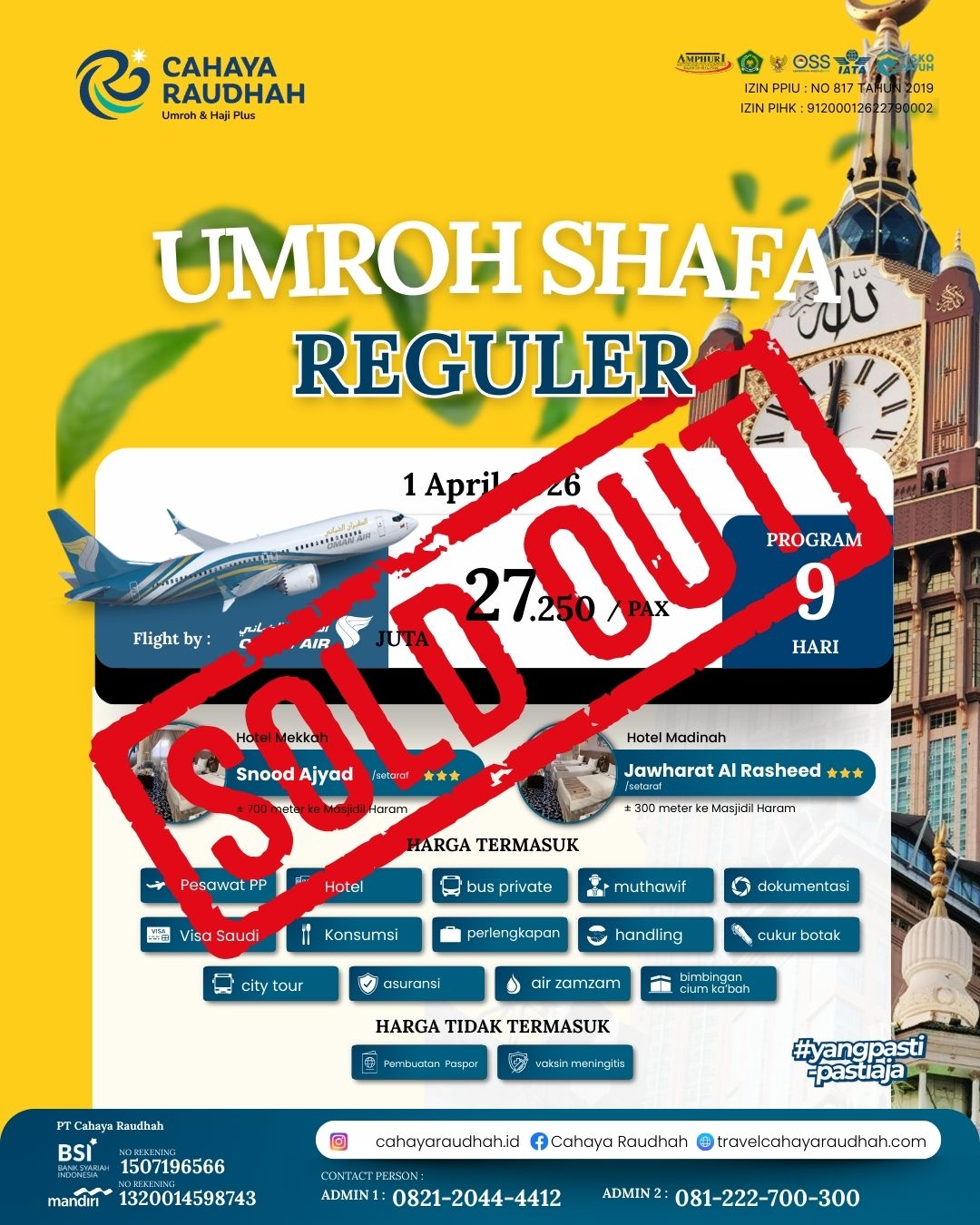 Paket Umroh 1 April 2026 Cahaya Raudhah