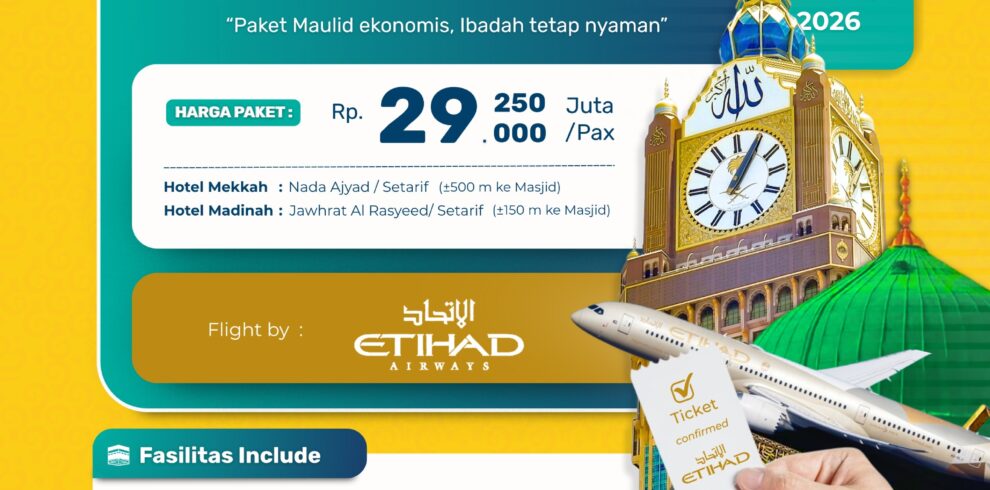 Paket Umroh Bintang 3 keberangkatan 24 Agustus 2026 Cahaya raudhah Tour and Travel